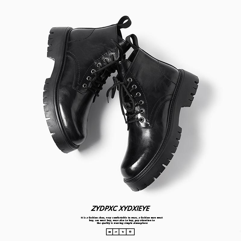 Men's Martin boots low-top British style retro men's medium-top thick-soled heightened side zipper boots 6895-X