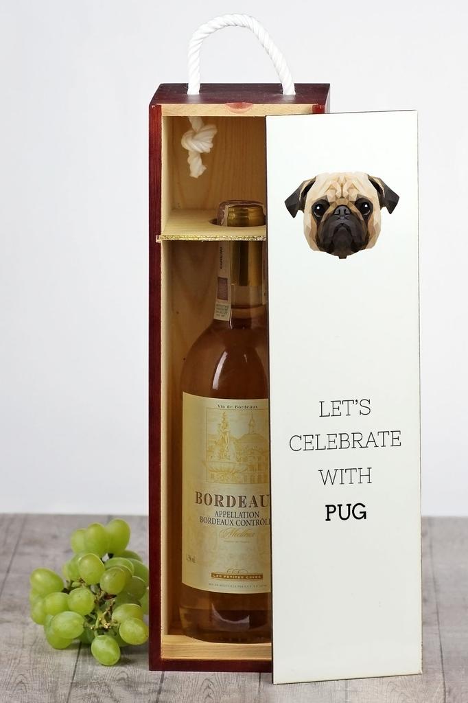 Mops, Pug, Carlin - Geometryczne Pudełko Ze Zdjęciem I Napisem Na Wino Marki Art-Dog