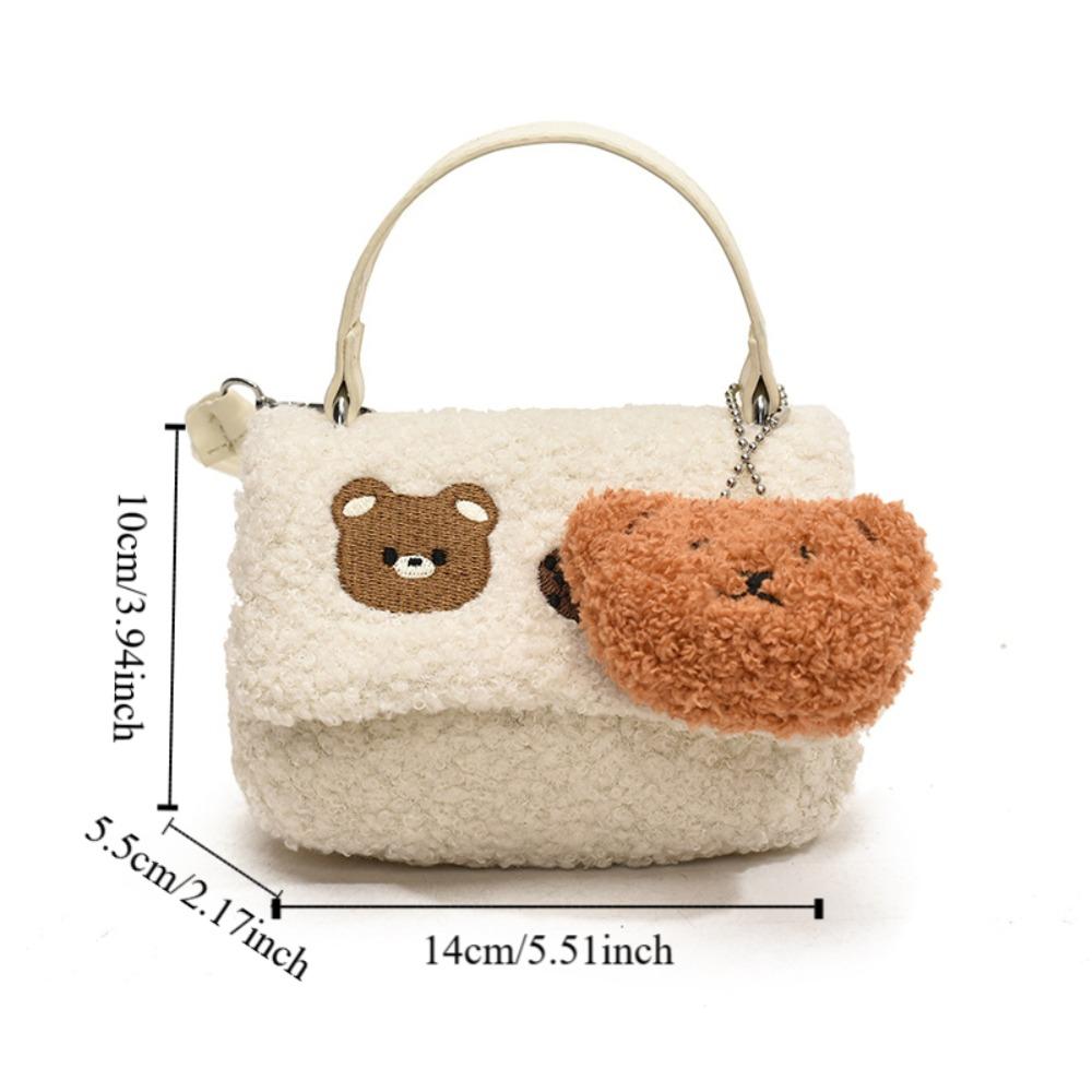 Korean Style Plush Bear Crossbody Bag Cartoon Cute Cookie Handbag Mini Message Bag  Girls