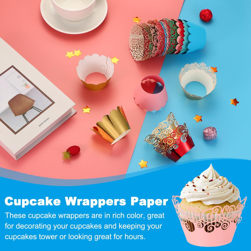 50 Pack Cupcake Wrappers Paper, Baking Cups Standard Cloud Decoration for Anniversary Birthday Weddings and Parties, Pink