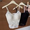 Lace Strap Tank Top with Chest Pads for Women - Wear Inside or Outside, French Sexy Strapless, Slimming Design, Elegant Back