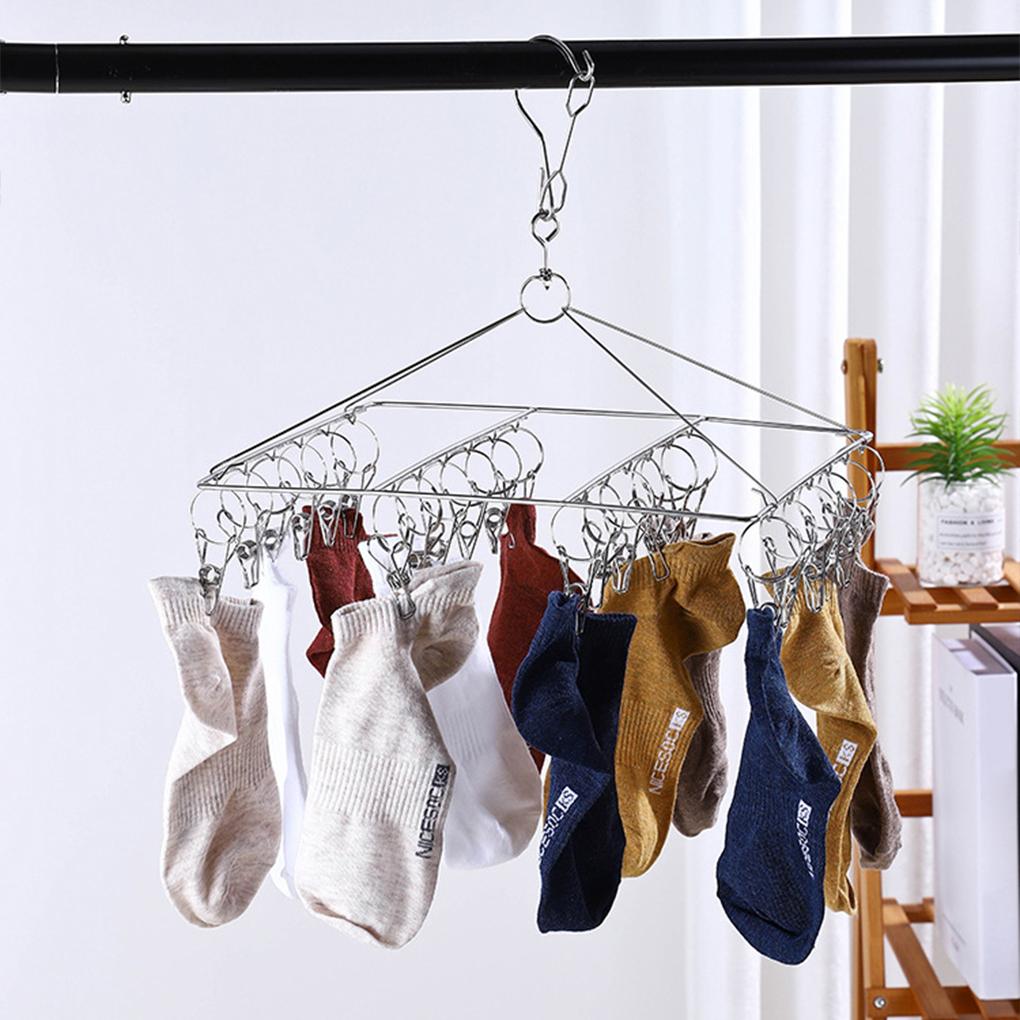 Space-saving Metal Sock Hanger Convenient And Practical Multifunctional Stainless Steel Drying Rack With Hanger