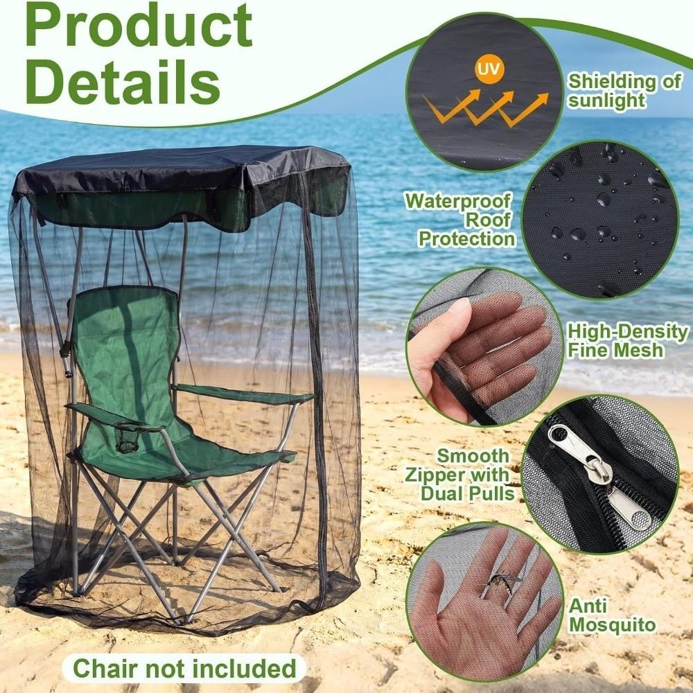 Foldable Design Insect Shield Net Compact Size Mesh Tent Breathable Chair Use Mosquito Net  Fishing
