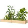 Raised Garden Bed Wood, Planting Bed with Partition, Open Bottom, Cold Frame Garden Bed, 235 x 66 x 26 cm, Natural Wood