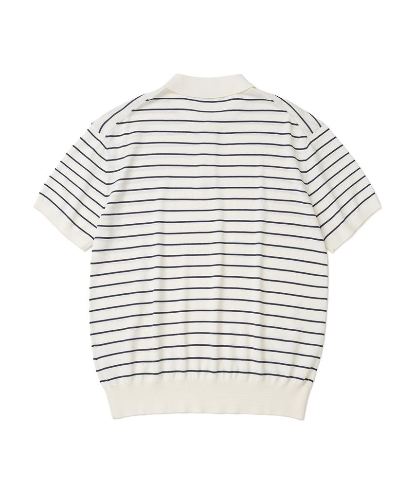 XOX Button Collar Summer Cool Crop Short Sleeve Knit [Ivory St]
