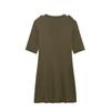 2024 Autumn Women's Military Green Ribbed Knit Button-Up Dress