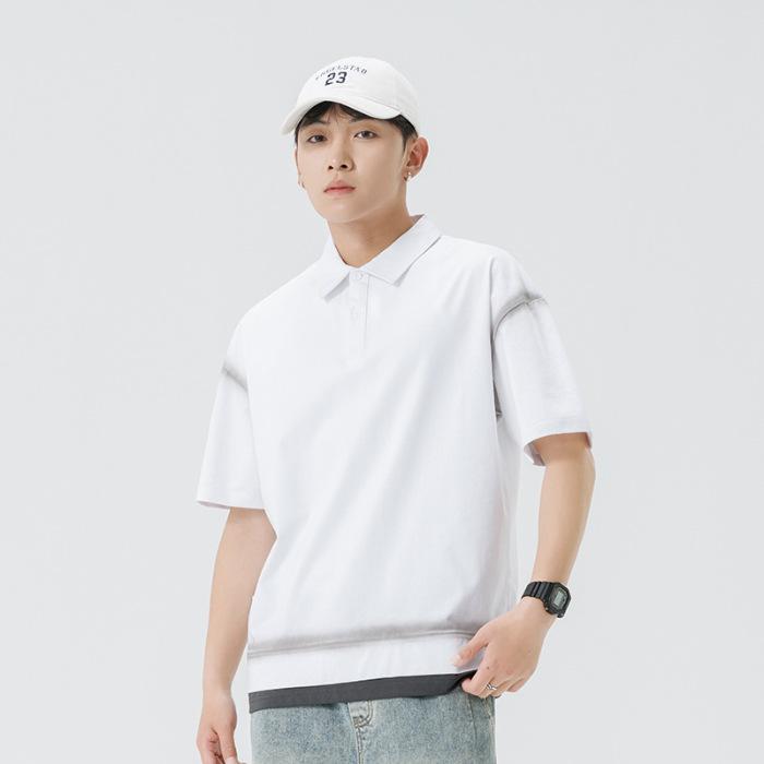 

Летняя мужская рубашка ПОЛО с лацканами, с коротким рукавом, двухслойная, мужская, с лацканами, тонкая, короткий топ 3XL