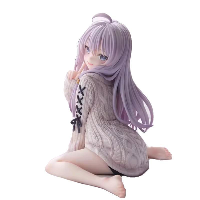Elaina Figure: Sitting Pose in Sweater Dress - Looking Back Anime Girl Ornament