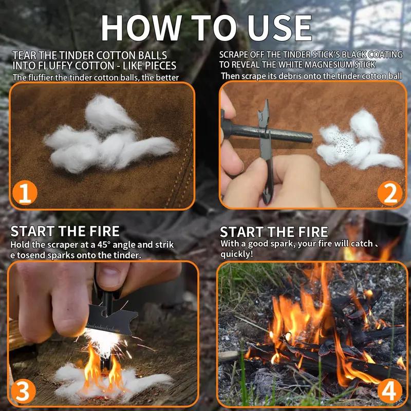 20Pcs Outdoor Mini Portable Fire Starter Camping Survival Practical Waterproof Props Cotton Core Fire Starter