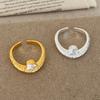 Real  Sterling Silver 18K Gold Zircon Round Opening Rings for Women Vintage Geometric Fine  Minimalist Accessories
