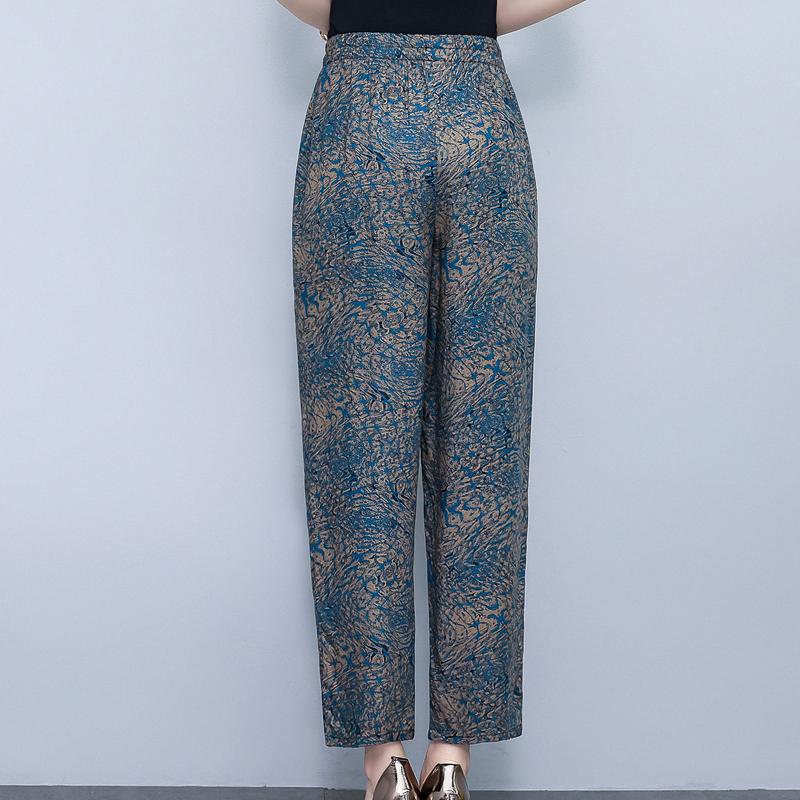 Pantalons pour femmes taille haute grande taille, pantalons amples vintage d'été, taille élastique, vêtements pour femmes d'âge moyen