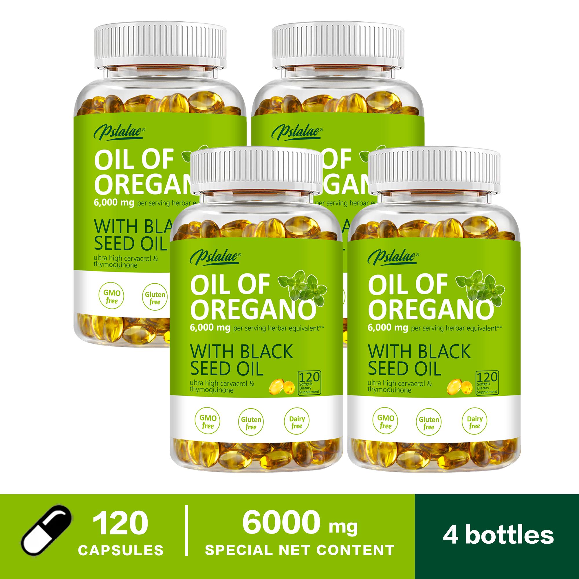 Cápsulas de aceite de orégano de alta concentración, 6000 mg, antioxidante natural, protege el sistema inmunológico y la digestión, apto para adultos. 120*4