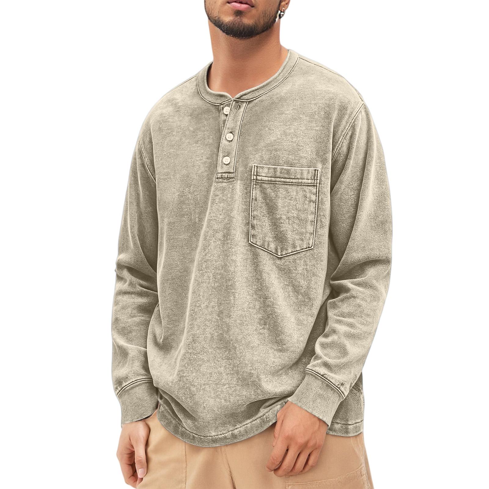 

Мужской Тренд Свободный Круглый вырез Худи Длинные рукава Досуг L хаки