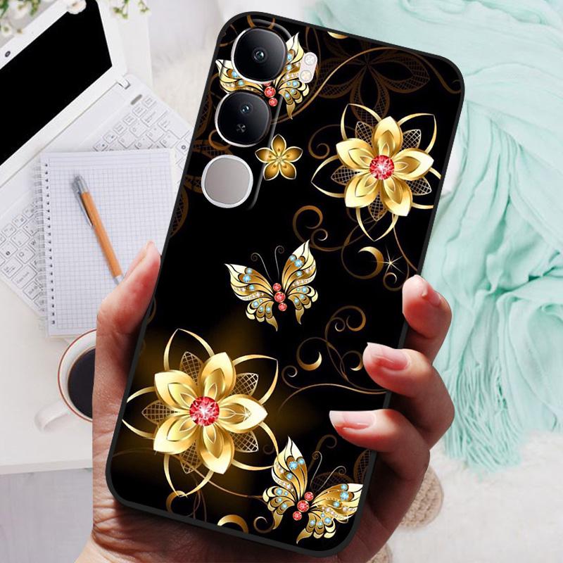 Vivo V40 Lite IDN V40SE Y200 Y300 Telefon Kılıfı Arka Kapak Moda Çiçek Kelebek Yumuşak TPU Kılıflar Vivo V 40 Lite V40 SE İçin