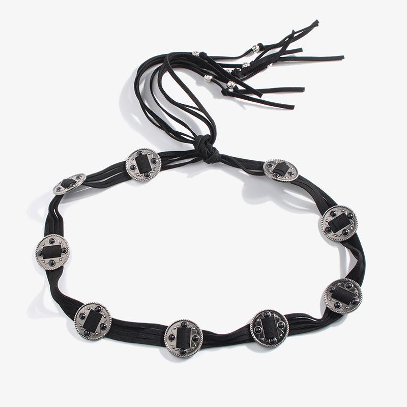 Nowy Styl Zachodni Koraliki Vintage Akcesoria Pasek Okrągły Boho Turkusowy Damski Sznurek na Talię