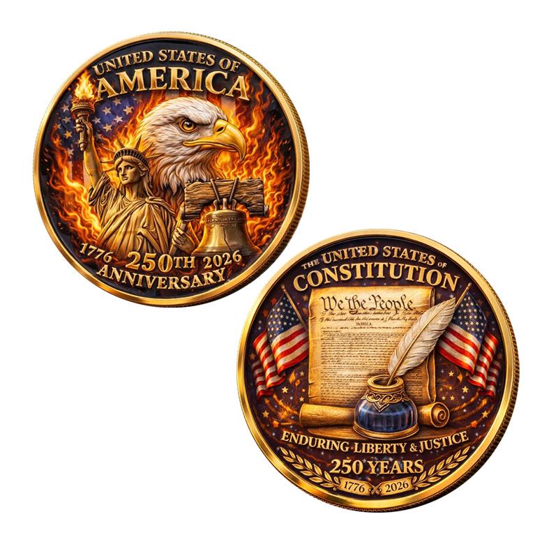250th Anniversary American Independence Fire Goddess & Bald Eagle Commemorative Coin