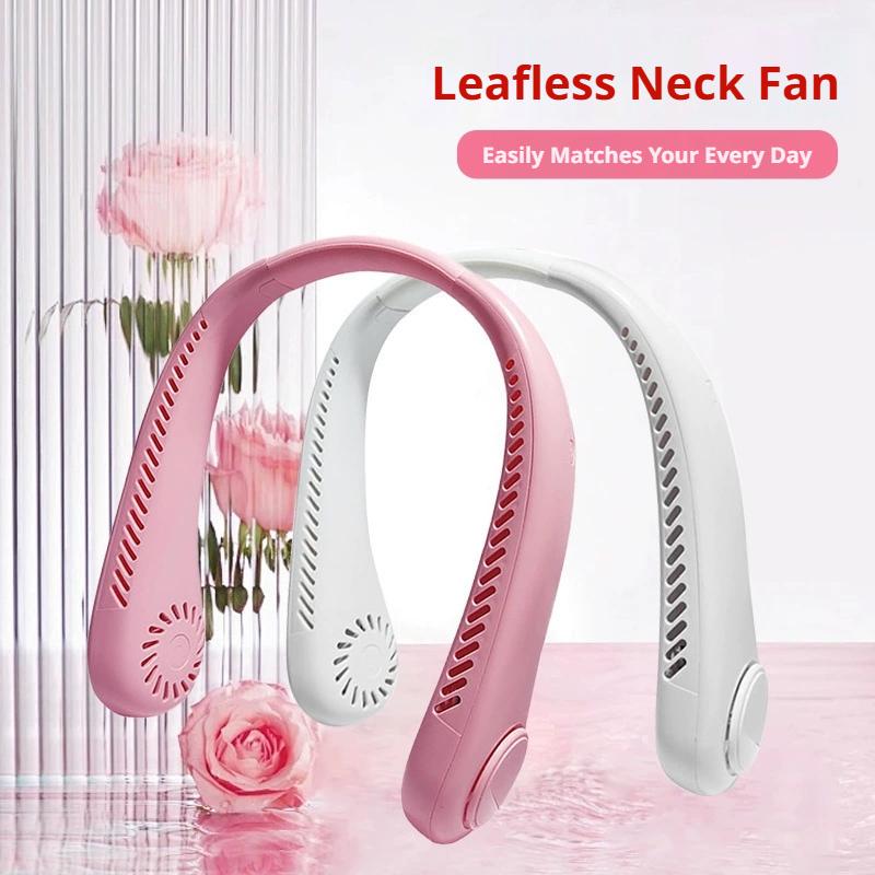 Portable Bladeless Neck Fan 5000mAh Rechargeable Personal Cooling Fan 5-Speed Quiet Wearable Fan for Travel Sports Outdoor