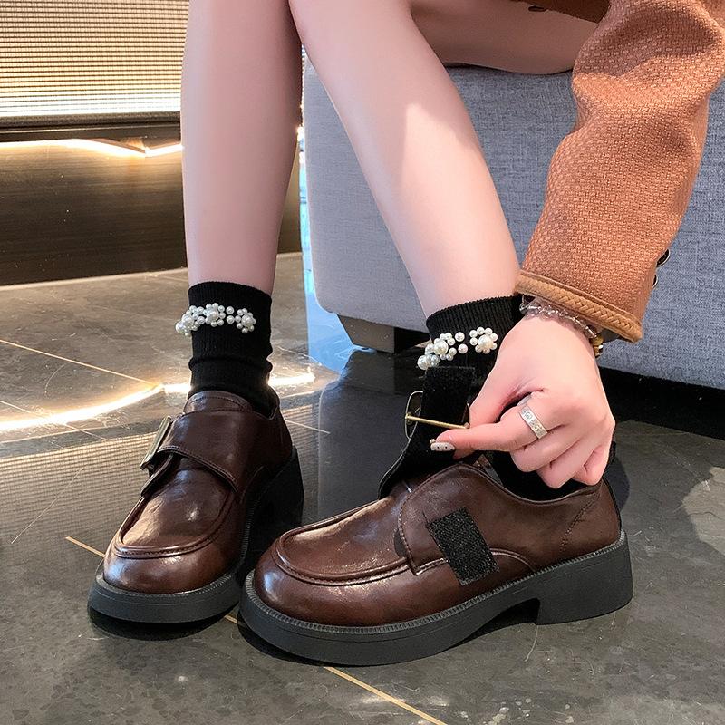 Small Leather Shoes Women's British Style 2025 New Spring and Autumn Versatile Skirt Jk Single Shoes One Pedal Platform Loafers