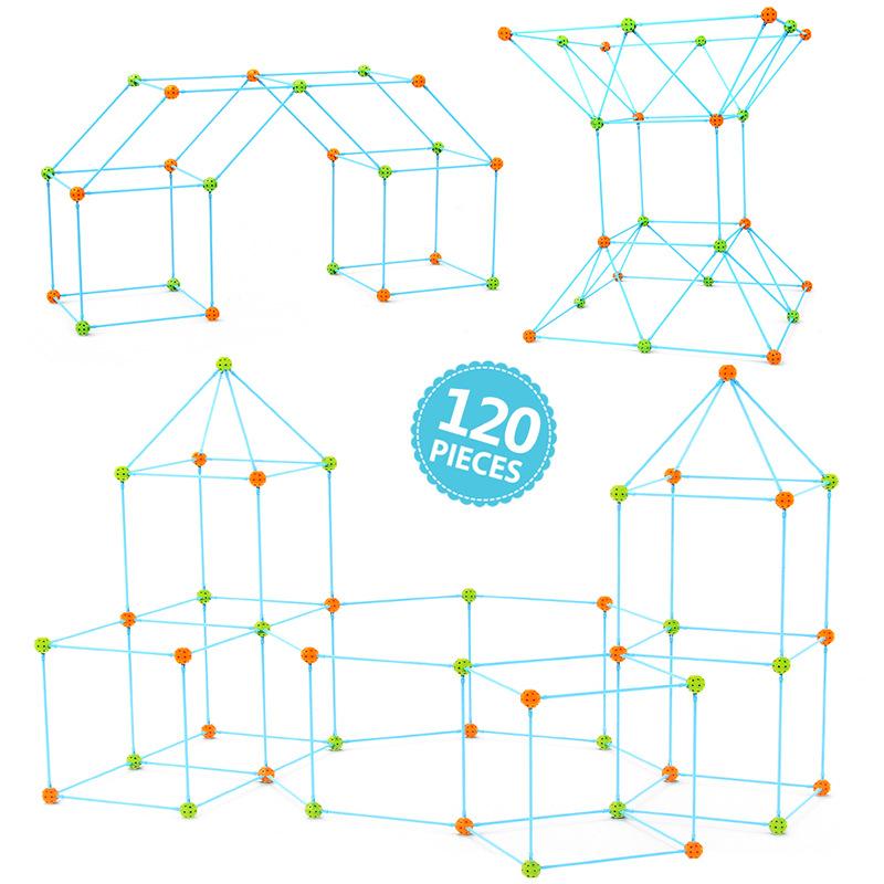 Stem Science And Education 120 Pieces Patchwork Tent Diy Construction Castle Bead Tent Game House Indoor Outdoor Toys