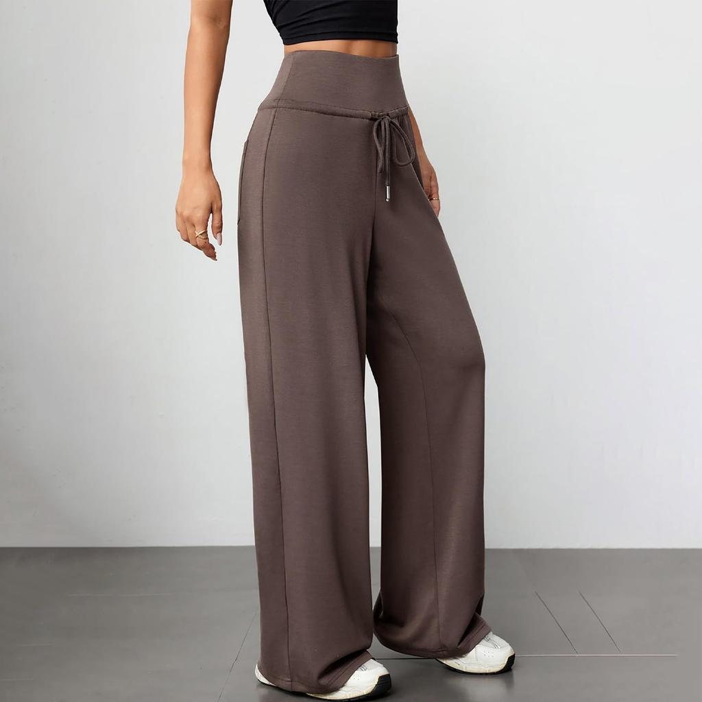 Cargo-Hose Damen Elastischer Bund Weitbeinige Hose Sommer Lockerer Schnitt Wander-Jogginghose mit Tasche