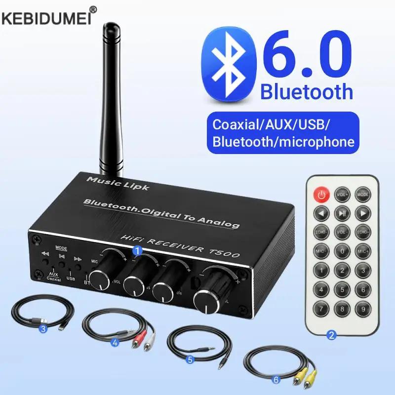 Bluetooth 6.0 Audio-Empfänger Stereo Low Latency Drahtlos-Adapter Koaxial-Wandler USB U-Disk Wiedergabe 6,5MM Mikrofon für TV PC