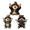 Car Hanging Ornament Cartoon Animals 2D Flat Acrylic Car Rearview Mirror Charm Halloween Auto Interior Pendant for Window Wall