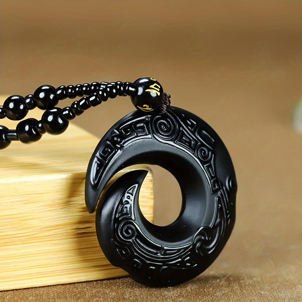 Black Obsidian Pendant: Elegant and Natural Stone Design for Men