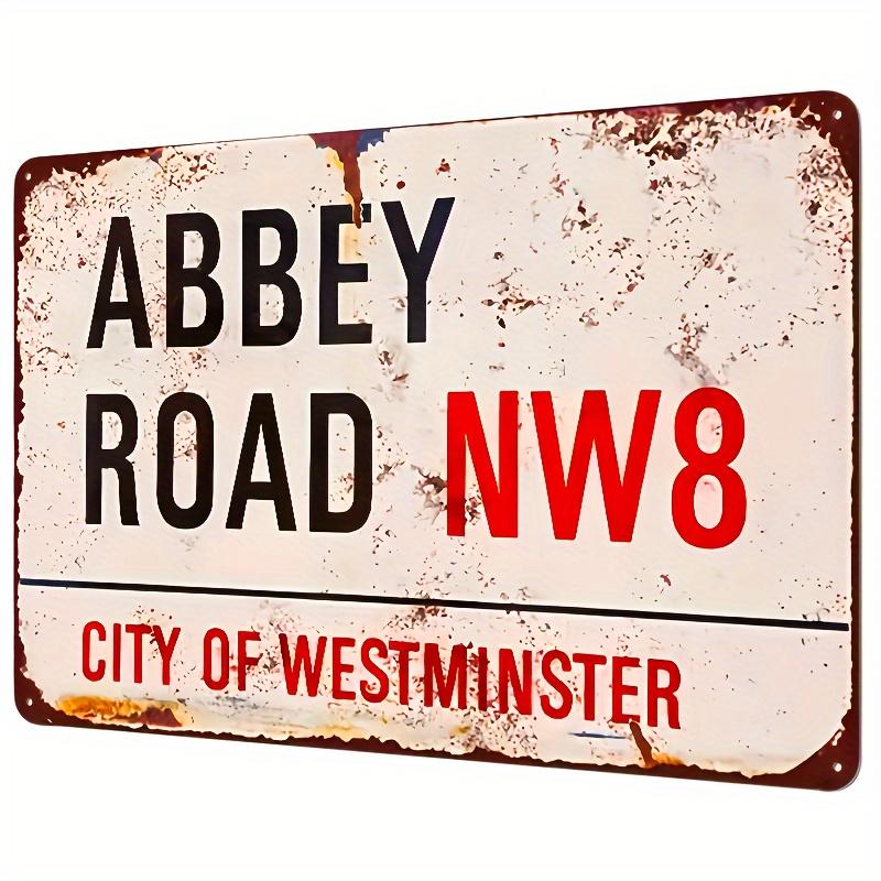 Vintage Abbey Road NW8 Metal Sign - 30.48x20.32 Cm Retro Wall Art, Rustic Iron Decor for Garage, Bar, Living Room - Durable, No