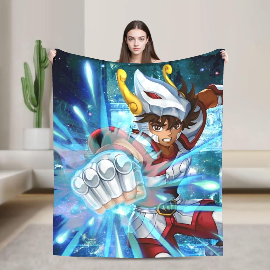 Saint Seiya Anime Blanket Knights of the Zodiac Flannel Novelty Breathable Throw Blanket for Coverlet Winter