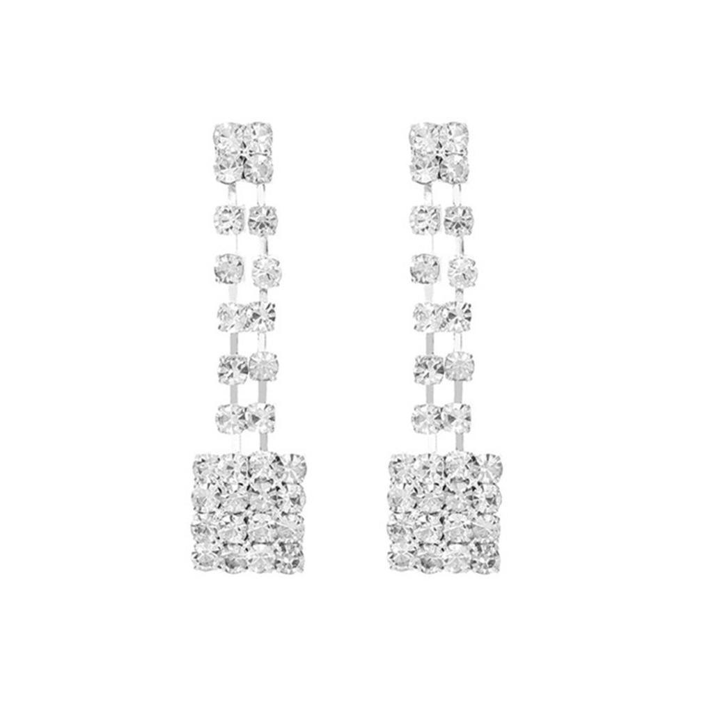 Temperament Luxury Rhinestone Necklace Earrings Two-piece Set