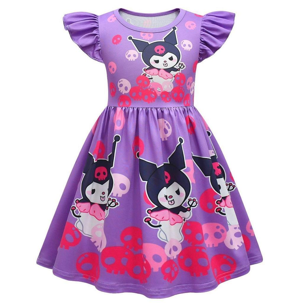 Summer Cartoon Sanrio Kuromi Kuromi Cute Princess Dress Digital 3D Printed Kids Dress Dress
