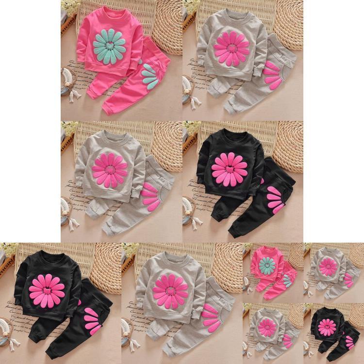 Entzückende Kleinkind Kinder Baby Mädchen Herbst Outfits mit gemütlichen T-Shirt Oberteilen und langen Hosen 2-teiliges Set