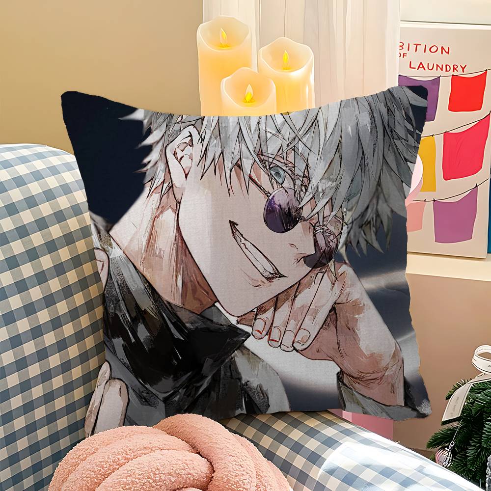 J-Jujutsu K-Kaisen G-Gojo Anime Maple Design Cushion Cover Happy Autumn Harvest decor Holiday Decorati Pillow Cover