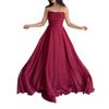 Women's summer new French elegance temperament celebrity style solid color tube top waist large skirt dress long dress