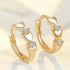 Korean Style Heart-Shaped Zircon Ear Studs and Hoops for Women
