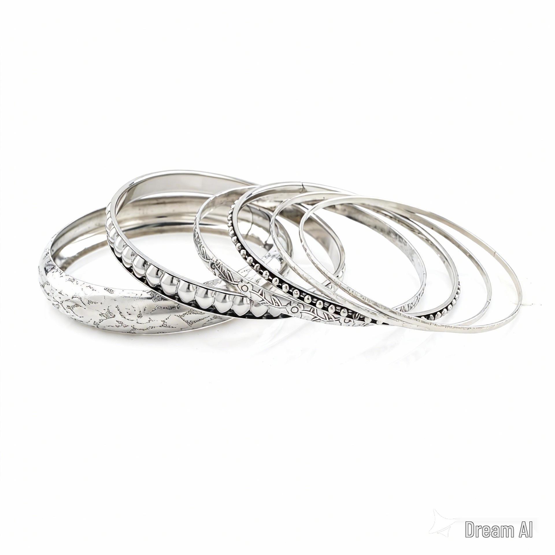 Серебряный Многослойный Богемный Набор Браслетов – Ретро Резные и Штабелируемые Этнические Стильные Браслеты светло-серый