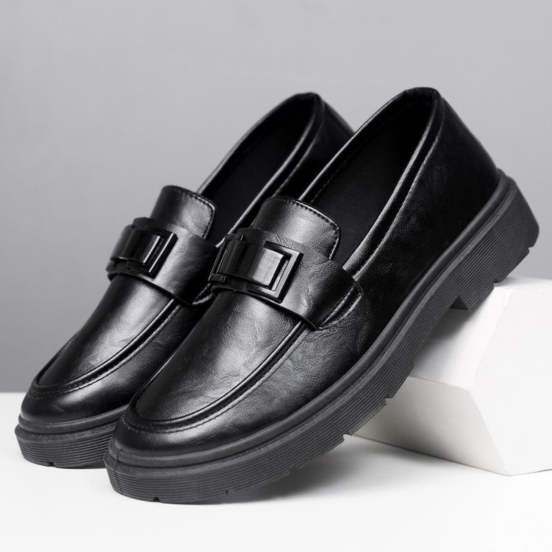 Leather Shoes New Fashion Trend Versatile One-pedal Men's Casual Leather Shoes Solid Color Waterproof Lightweight Wear-resistant Men's Shoes