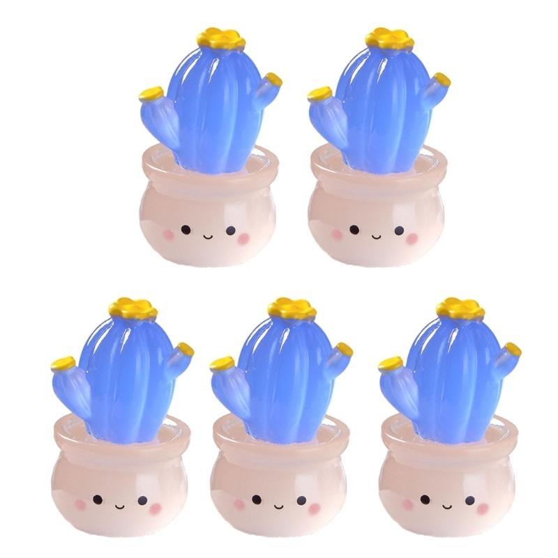 652F 5pcs Mini Luminoused Succulents Cactus Plant Decors Decorations Miniature Car