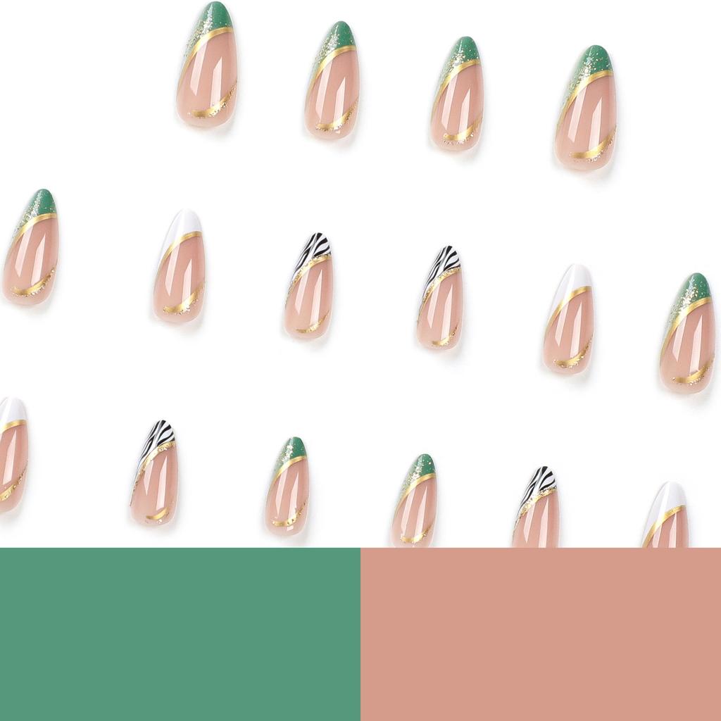 Migdałowe Francuskie Manicure Sztuczne Paznokcie - Wielokrotnego Użytku Końcówki do Paznokci