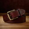 Retro Real Cowhide Belt Copper Buckle Men's Handmade First Layer Cowhide Belt Casual Jeans Belt