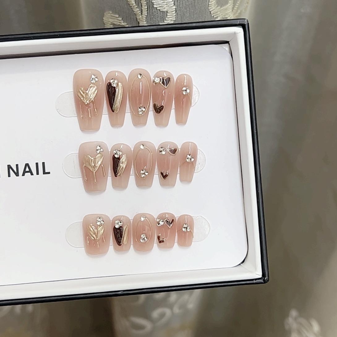 

Чисто ручная работа Фототерапия Wear Nail Tablets Love Maillard Wear Nail Finished Product Многоразовые патчи для ногтей Large L