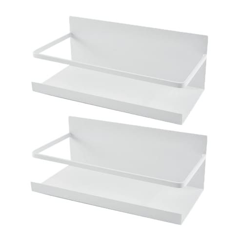 

Magnetic Kitchen Storage Rack, Refrigerator Side Rack, White, Approx. W25 x D12 x H9.5cm, Floating Storage, Easy Installation (Set of 2)