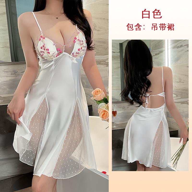 

Ветер ледяной шелковый пижама атласный сексуальный халтер подтяжки пижама кружево сращивание пижама женщины S