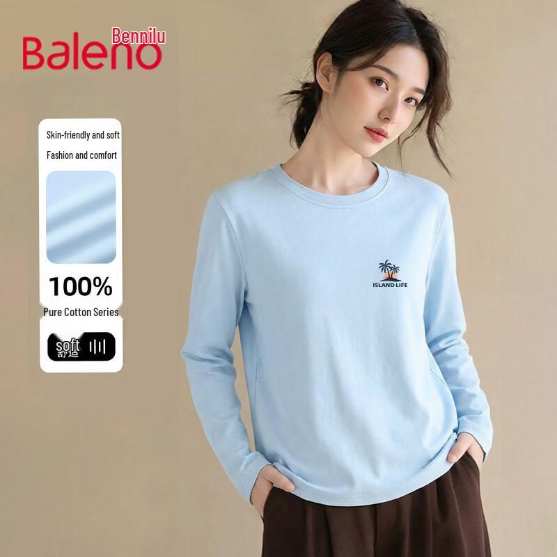 Baleno Women's 100% Cotton Loose Fit Long Sleeve Round Neck T-shirt
