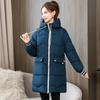 Plus Size  Winter Casual Hooded Jacket Parkas for Women Warm Letter Print Long Female Coat Zipper Outerwear