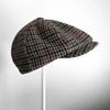 Vintage Plaid Beret Hat For Women, Retro Newsboy Cap With Tartan Pattern, Autumn Winter Wool Baker Boy Hat
