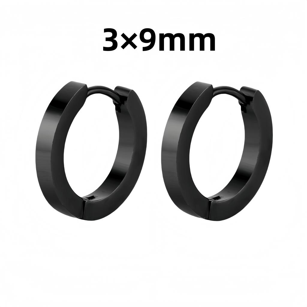 2PCS Punk Minimalist Spike Stainless Steel Round Black Male Piercing Hoop Earing for Female Jewelry Accessories Trend New In