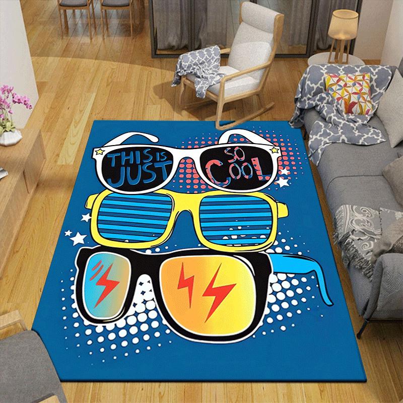 1pc Cool Sunglasses Pattern Area Rug, Anti Slip Non Shedding Stain Resistant Carpet
