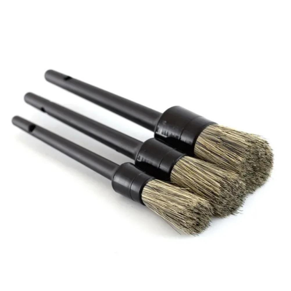 Car Exterior Interior Detail Brush Boar Hair Bristle Brushes for Car Cleaning Auto Detail Tools Dashboard Cleaning Brush 3pcs