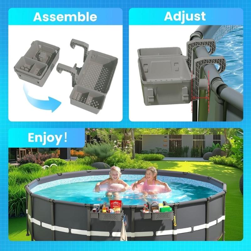 Large Capacity Pool Storage Basket Poolside Storage Organizers Hanging Pool Organizers Pool Accessories Holder Enduring